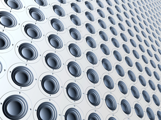 Wall Of White Speakers At Rocking Gods House